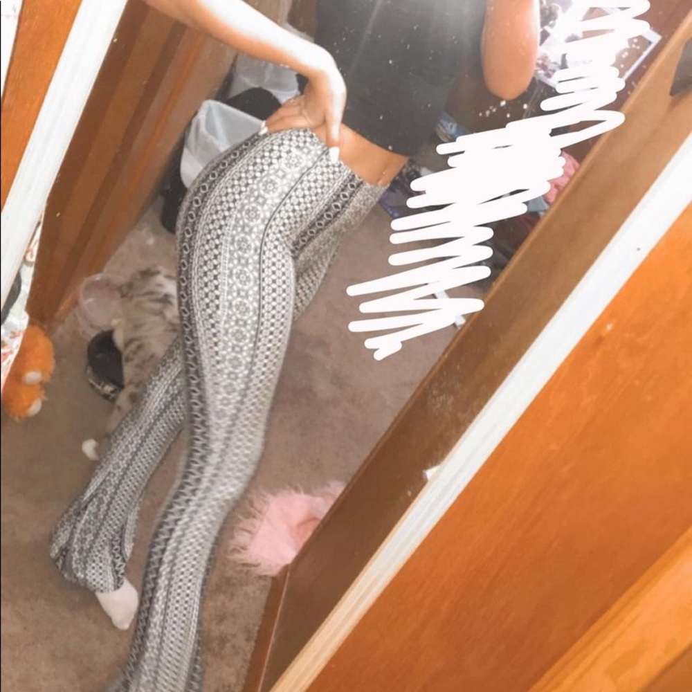 Black and white bell bottom leggings